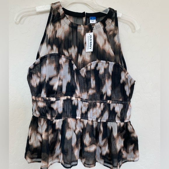 OLD NAVY Sleeveless Shirred Crinkled Peplum Blouse for Women Size S - Picture 3 of 5